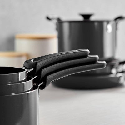  Tramontina 11pc Aluminum Non-Stick Nesting Cookware Set Gray: Stackable, Non-Toxic, Dishwasher & Oven Safe, Gas & Electric Compatible