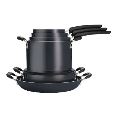  Tramontina 11pc Aluminum Non-Stick Nesting Cookware Set Gray: Stackable, Non-Toxic, Dishwasher & Oven Safe, Gas & Electric Compatible