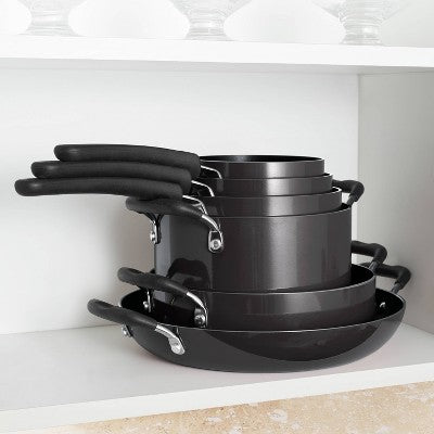  Tramontina 11pc Aluminum Non-Stick Nesting Cookware Set Gray: Stackable, Non-Toxic, Dishwasher & Oven Safe, Gas & Electric Compatible