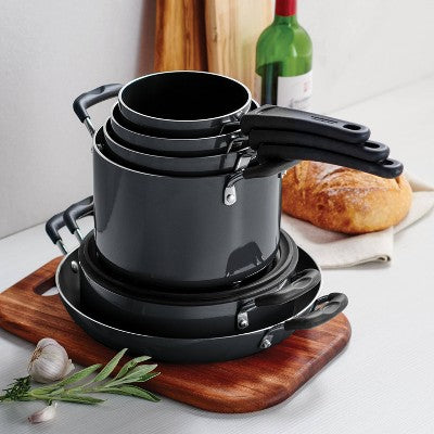  Tramontina 11pc Aluminum Non-Stick Nesting Cookware Set Gray: Stackable, Non-Toxic, Dishwasher & Oven Safe, Gas & Electric Compatible