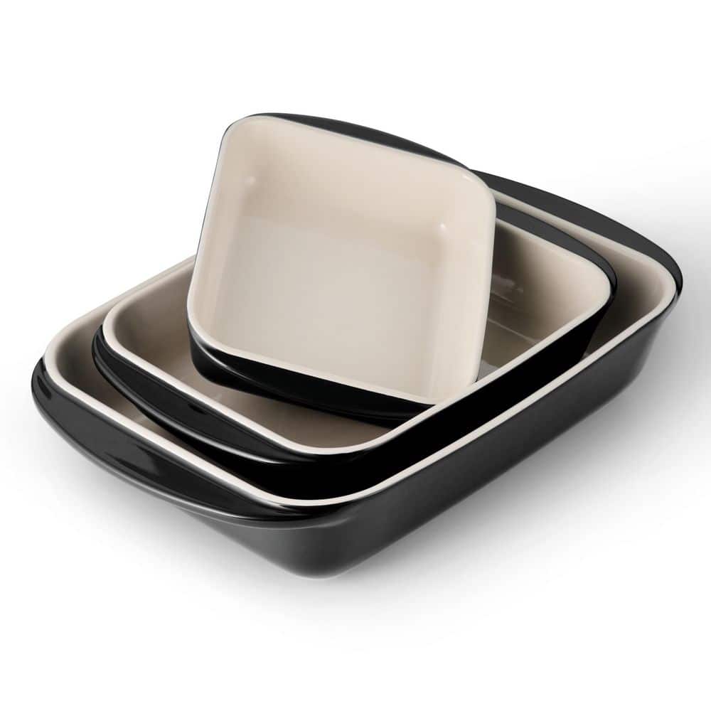 Tramontina Mae 3 Piece Ceramic Porcelain Enamel Bakeware Set-Black