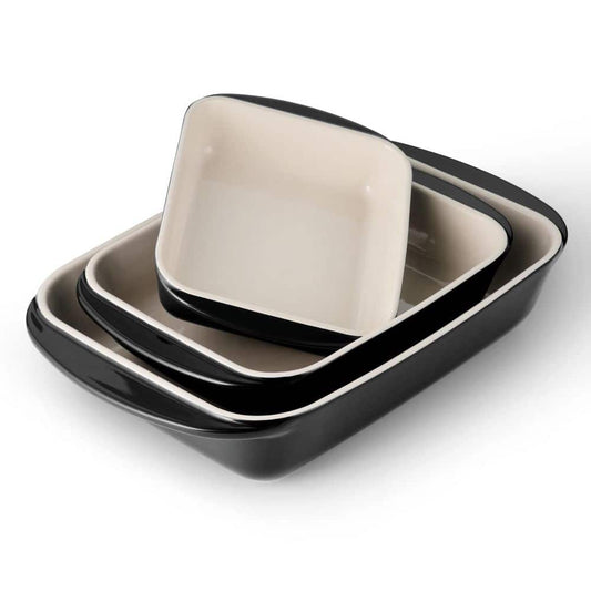 Tramontina Mae 3 Piece Ceramic Porcelain Enamel Bakeware Set-Black