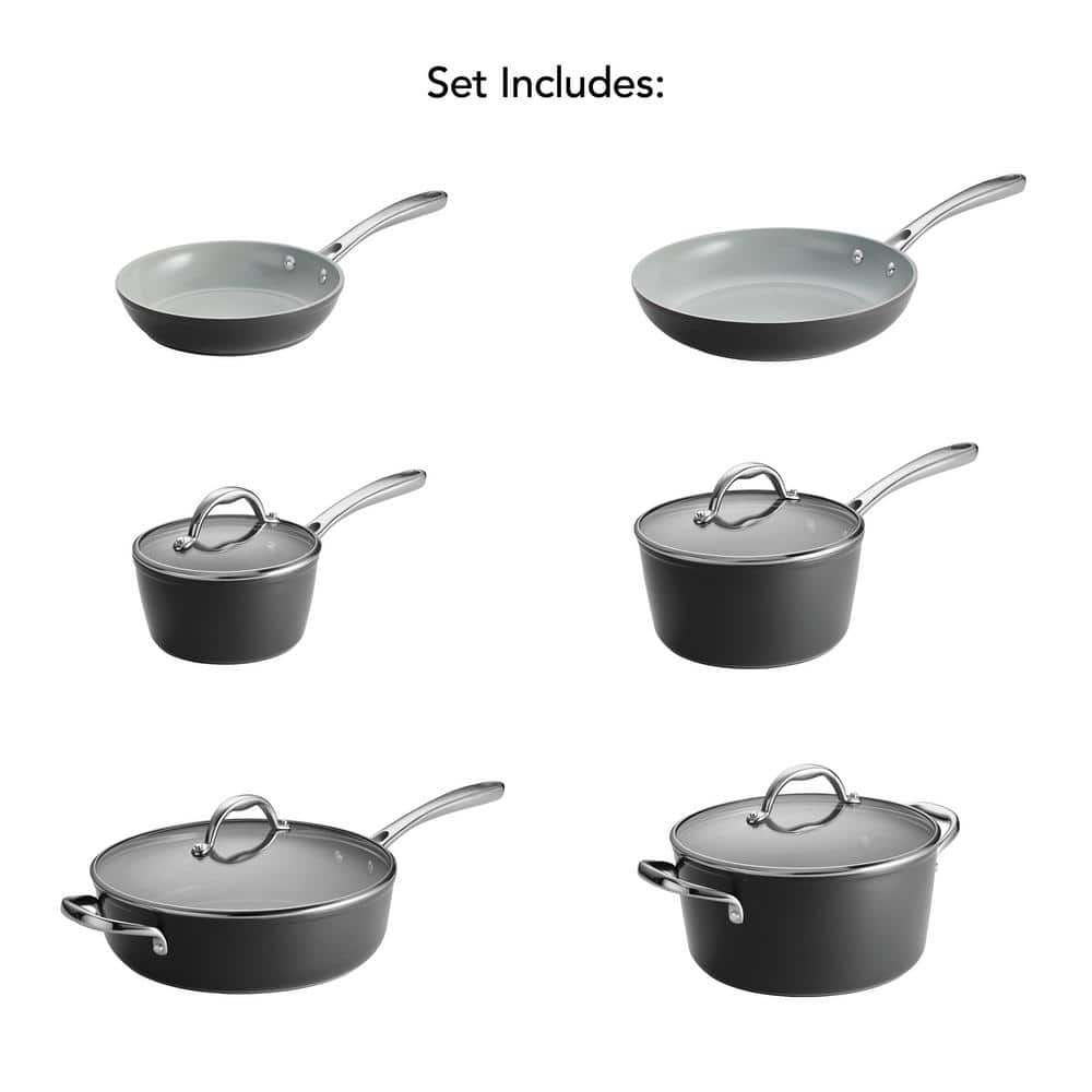 Tramontina 10 Piece Cold Forged Ceramic Cookware Set - Black