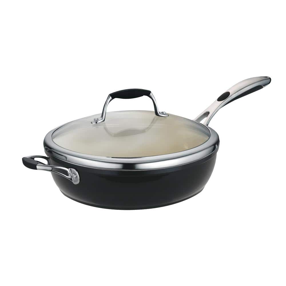 Tramontina Gourmet Ceramica Deluxe 11 In. Aluminum Ceramic Nonstick Skillet In Black With Glass Lid