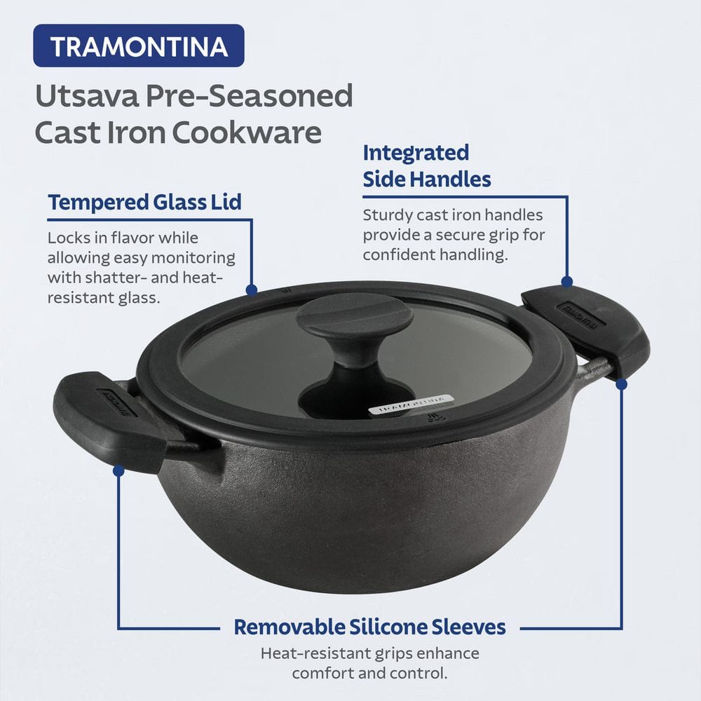 Tramontina Vue All-in-One Plus 10 In. Cast Iron Nonstick 7-Piece Pan Set In Green, Compatible With All Cooktops - 8.4 In