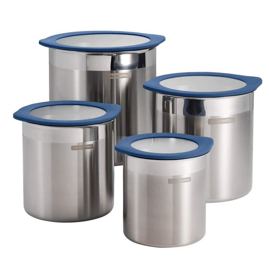 Tramontina 4 Pc Stainless Steel Canister Set - Blue