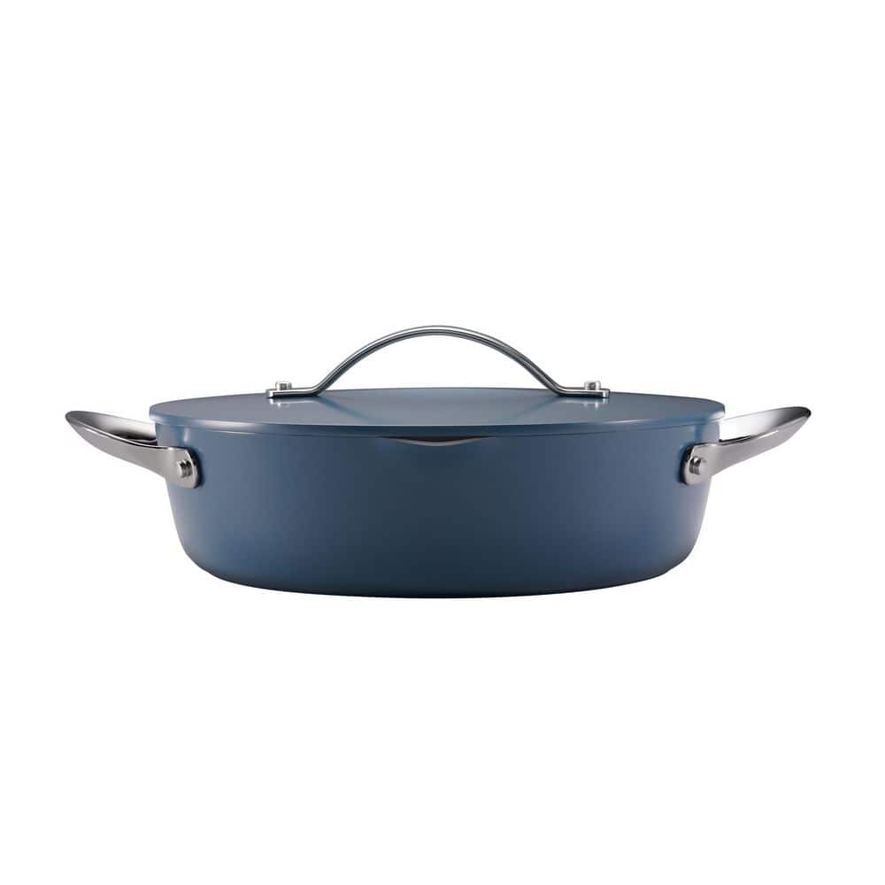 Tramontina Fiora 12 In 4.25 Qt Aluminum Ceramic Non-Stick Frying Pan With Lid-Blue