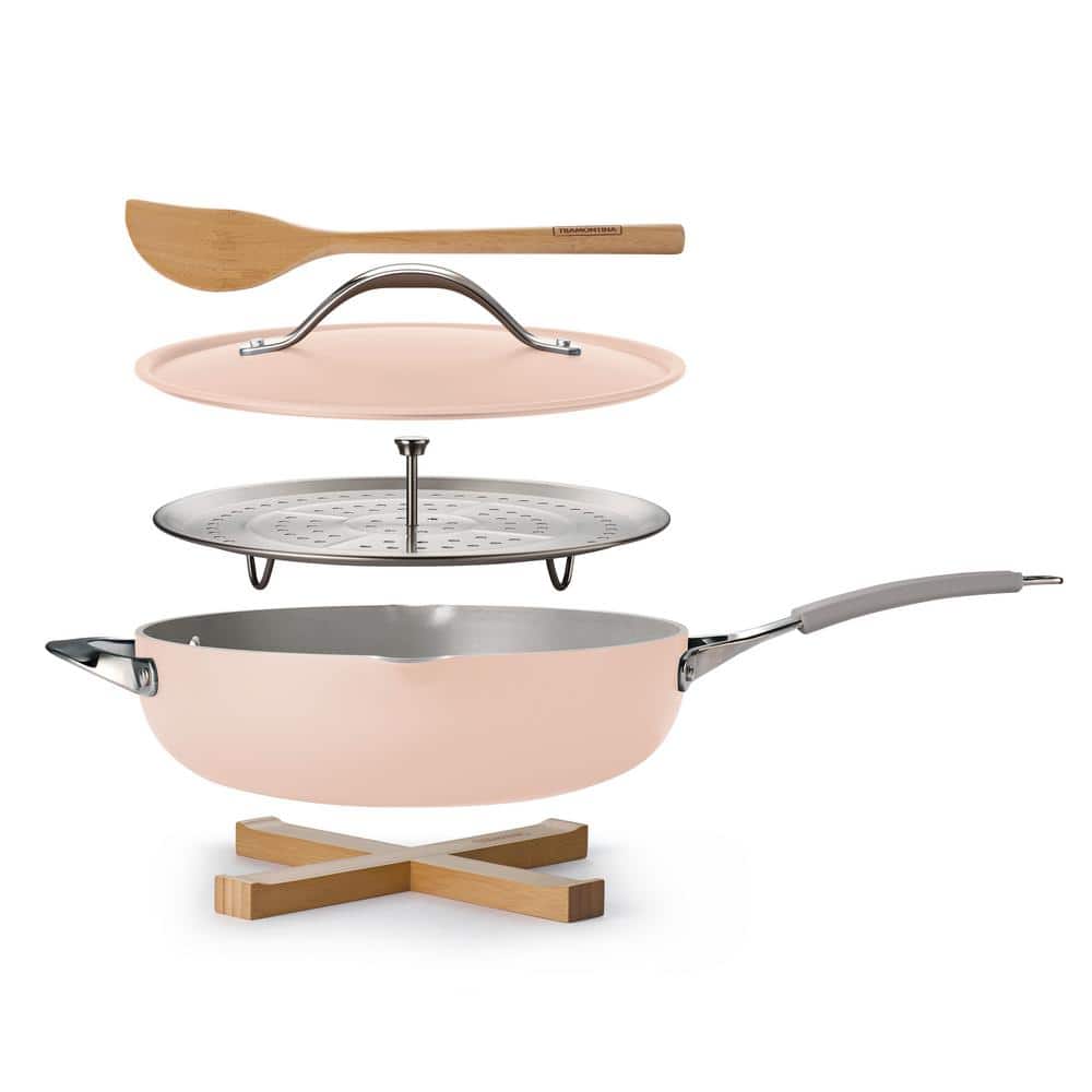 Tramontina All In One Plus Pan 5 Qt. Aluminum Ceramic Nonstick, Blush