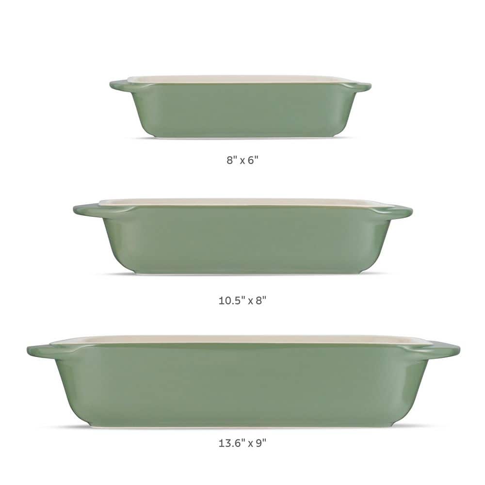 Tramontina Mae 3 Piece Ceramic Porcelain Enamel Bakeware Set-Cactus