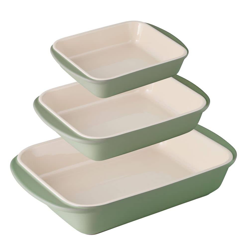 Tramontina Mae 3 Piece Ceramic Porcelain Enamel Bakeware Set-Cactus