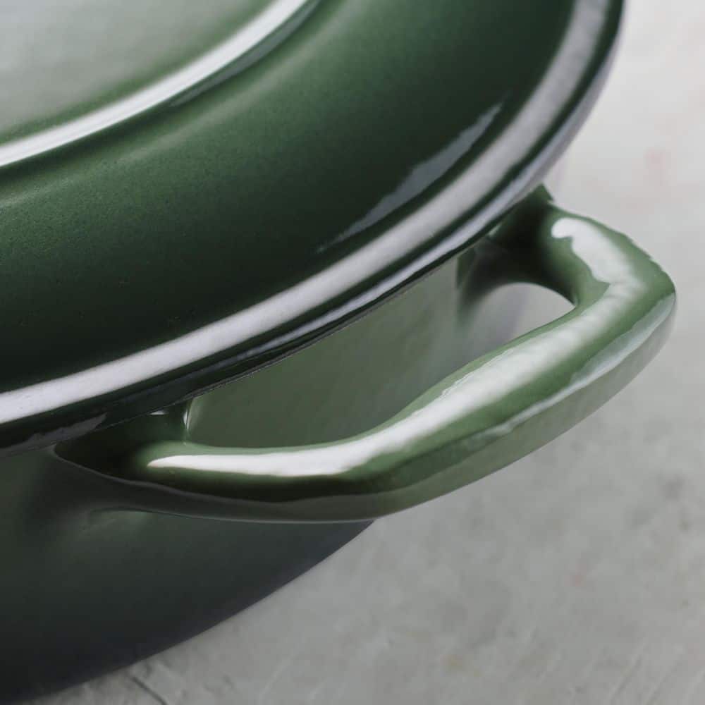 Tramontina Bestow 4 Qt. Enameled Covered Cast Iron Braiser-Cactus With Gold Stainless Steel Knob