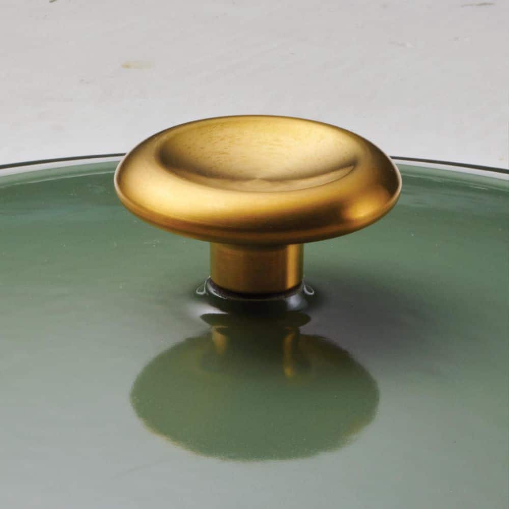 Tramontina Bestow 4 Qt. Enameled Covered Cast Iron Braiser-Cactus With Gold Stainless Steel Knob