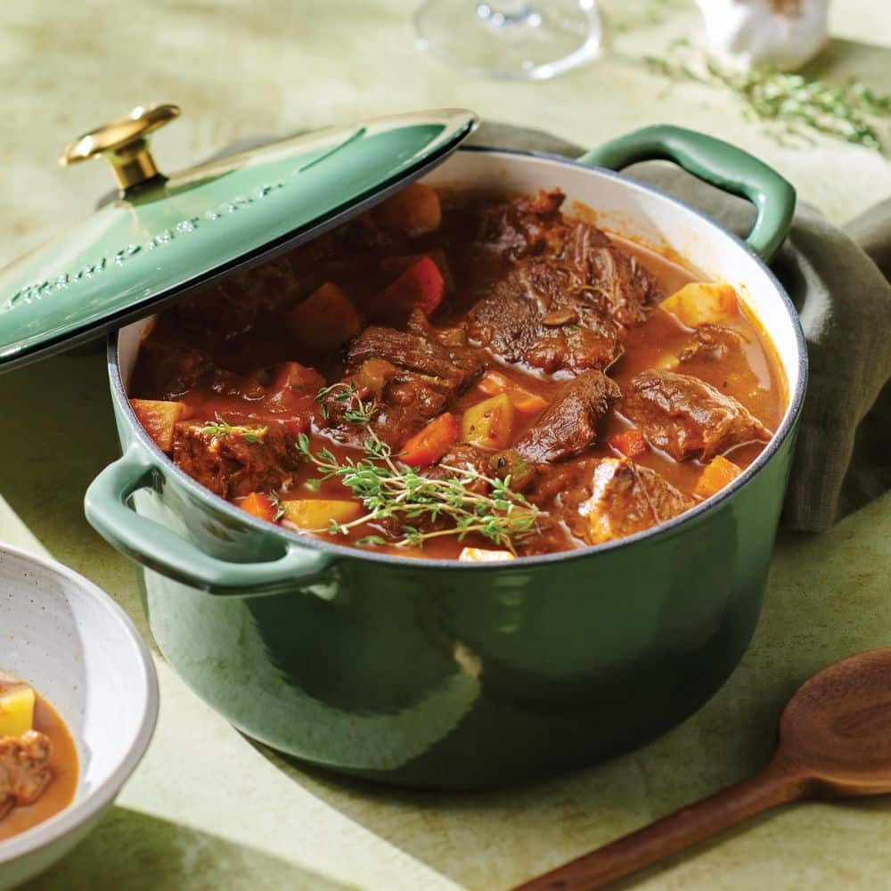 Tramontina Bestow 5.5 Qt. Enameled Cast Iron Oval Dutch Oven With Lid-Cactus With Gold Knob
