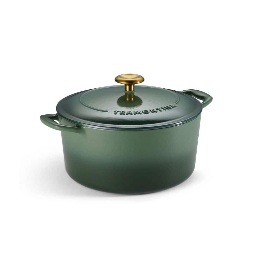 Tramontina Bestow 5.5 Qt. Enameled Cast Iron Oval Dutch Oven With Lid-Cactus With Gold Knob