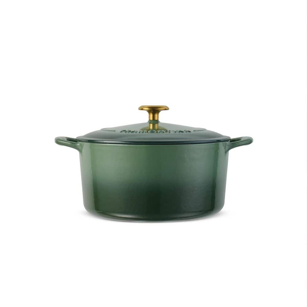 Tramontina Bestow 5.5 Qt. Enameled Cast Iron Oval Dutch Oven With Lid-Cactus With Gold Knob