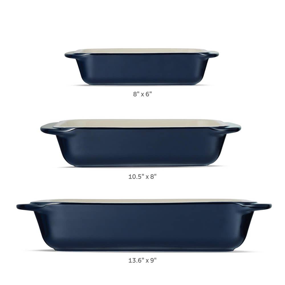Tramontina Mae 3 Piece Ceramic Porcelain Enamel Bakeware Set-Cobalt