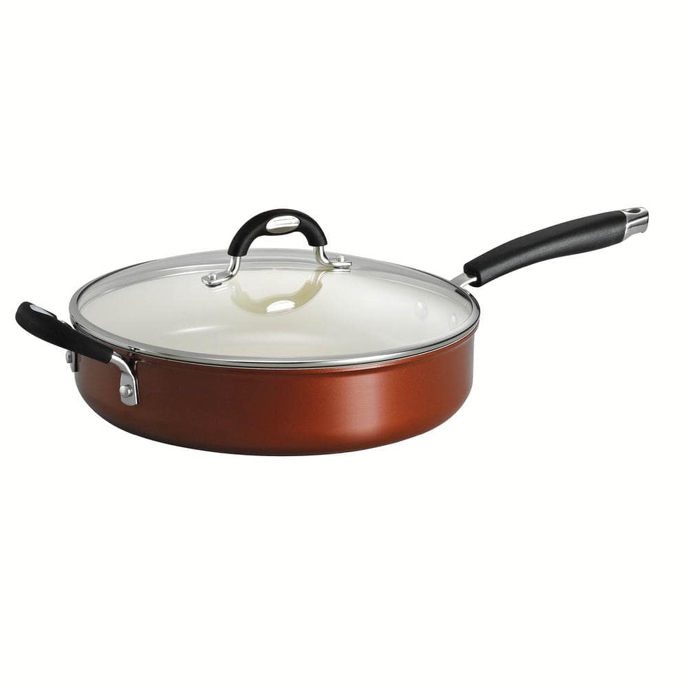 Tramontina Style Ceramica 11 In. Aluminum Ceramic Nonstick Skillet In Copper With Glass Lid