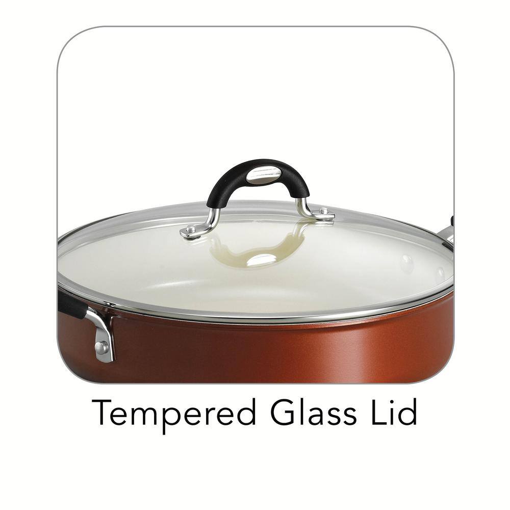 Tramontina Style Ceramica 11 In. Aluminum Ceramic Nonstick Skillet In Copper With Glass Lid