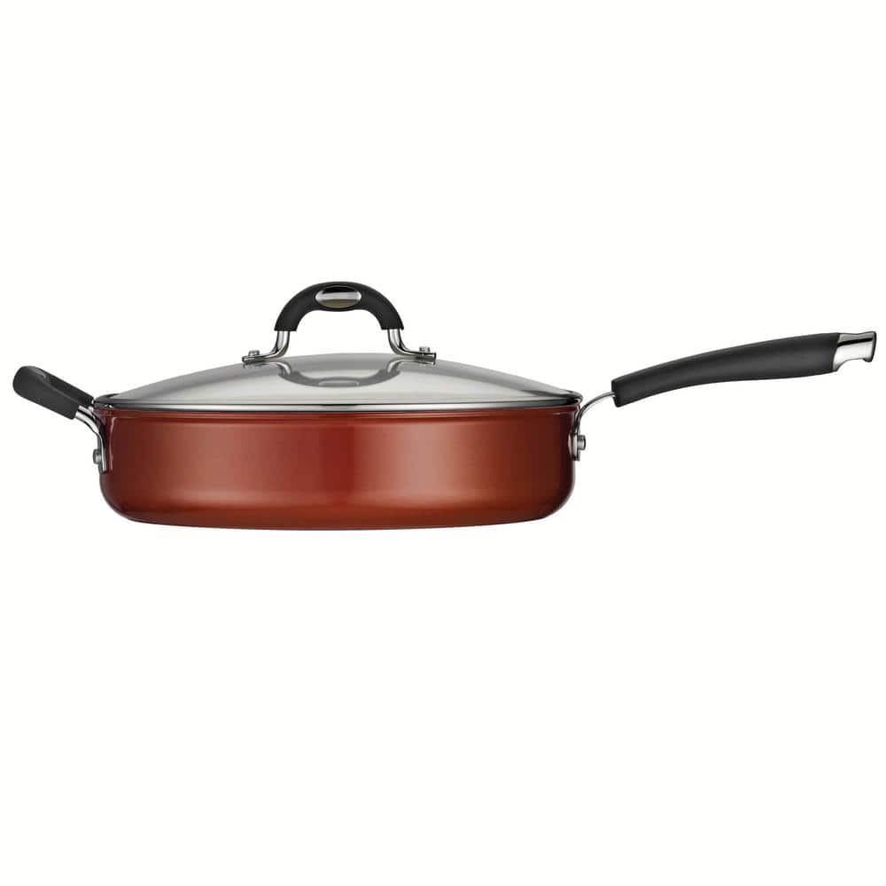Tramontina Style Ceramica 11 In. Aluminum Ceramic Nonstick Skillet In Copper With Glass Lid