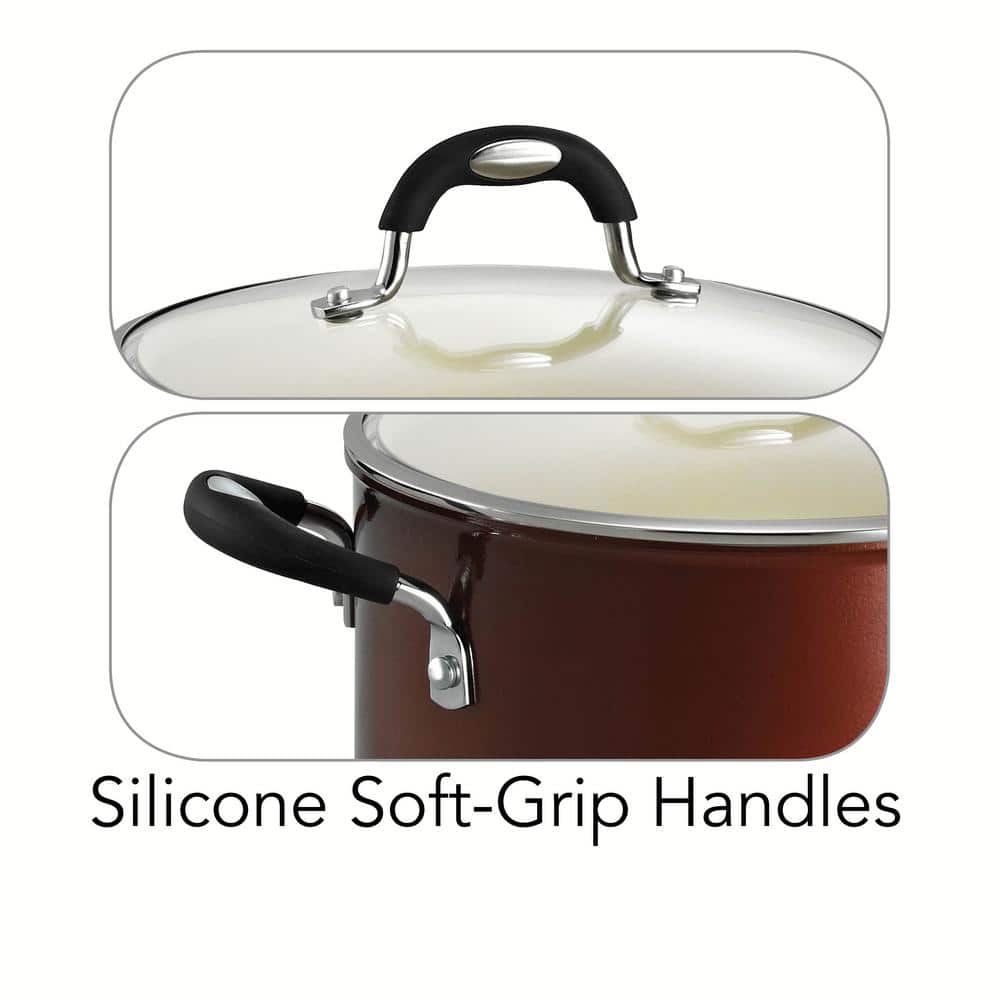Tramontina Style Ceramica 6 Qt. Aluminum Ceramic Nonstick Stock Pot In Copper With Glass Lid
