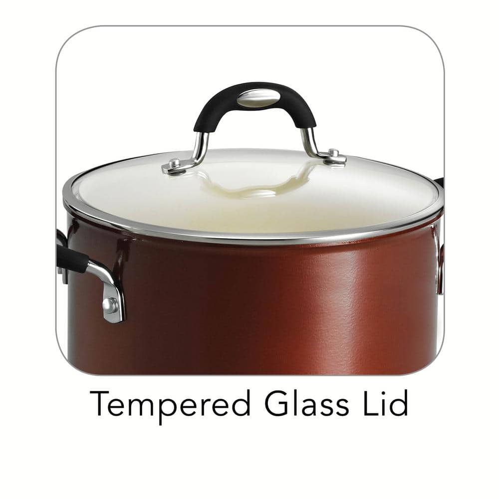 Tramontina Style Ceramica 6 Qt. Aluminum Ceramic Nonstick Stock Pot In Copper With Glass Lid
