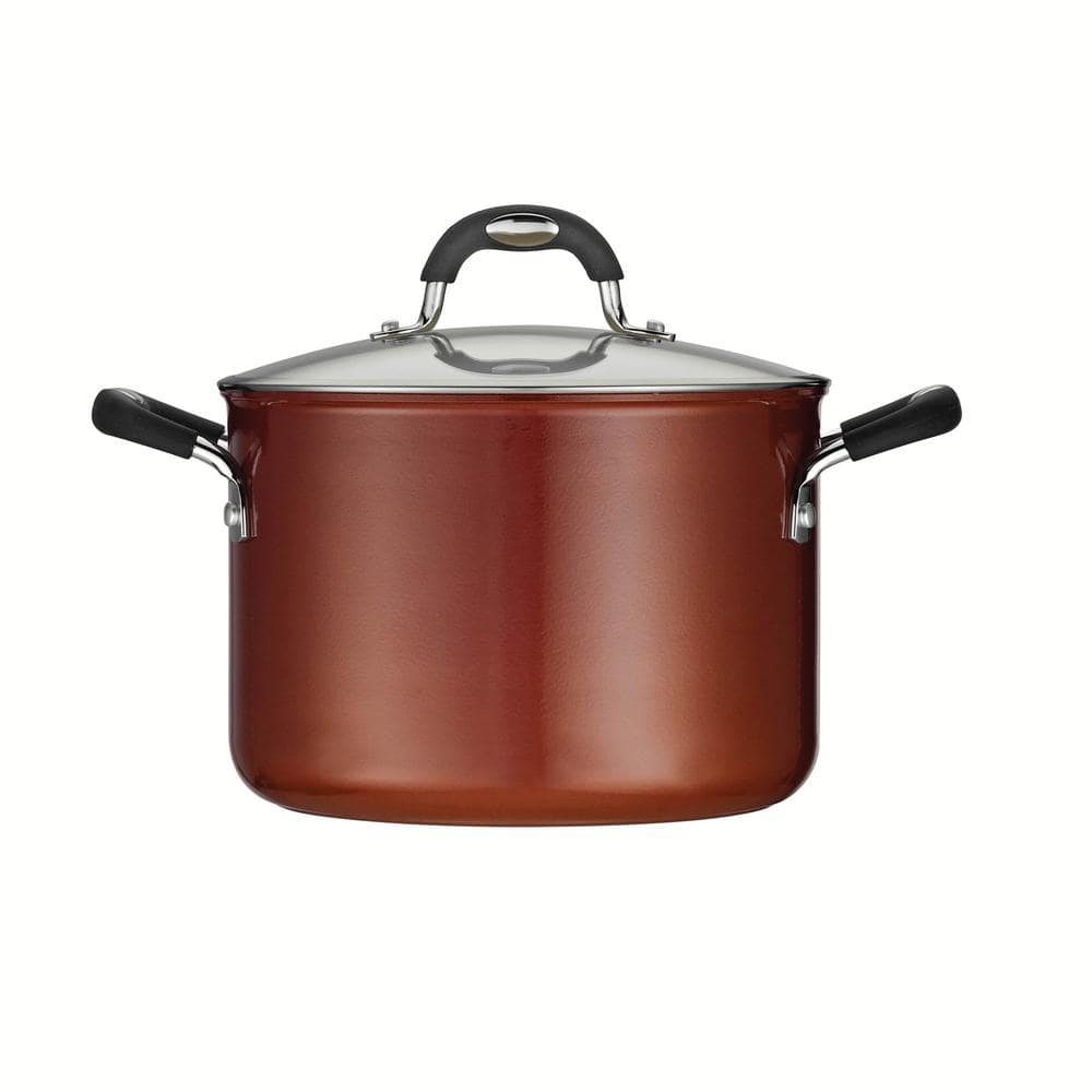 Tramontina Style Ceramica 6 Qt. Aluminum Ceramic Nonstick Stock Pot In Copper With Glass Lid