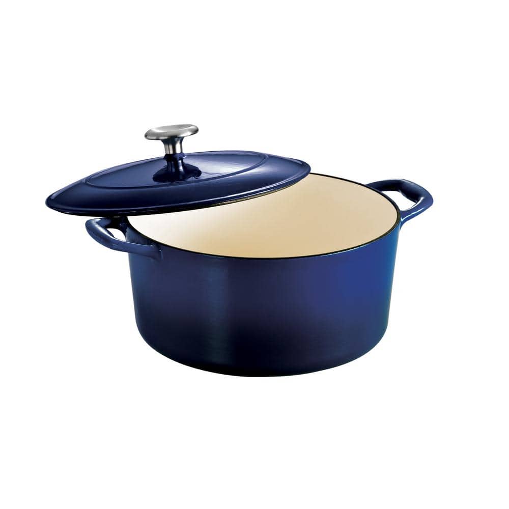 Tramontina Bestow 5.5 Qt. Round Enameled Cast Iron Dutch Oven In Gradated Cobalt With Lid