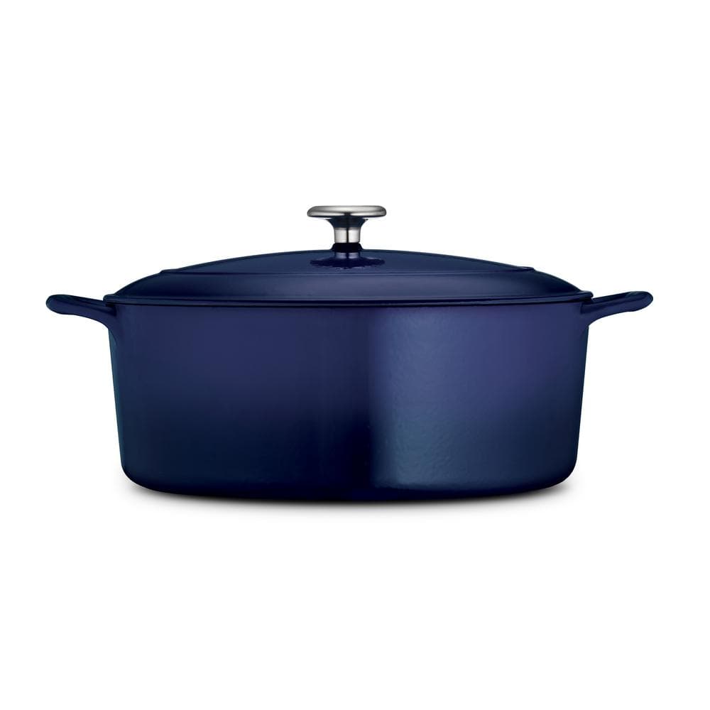 Tramontina Bestow 7 Qt. Oval Enameled Cast Iron Dutch Oven In Gradated Cobalt With Lid