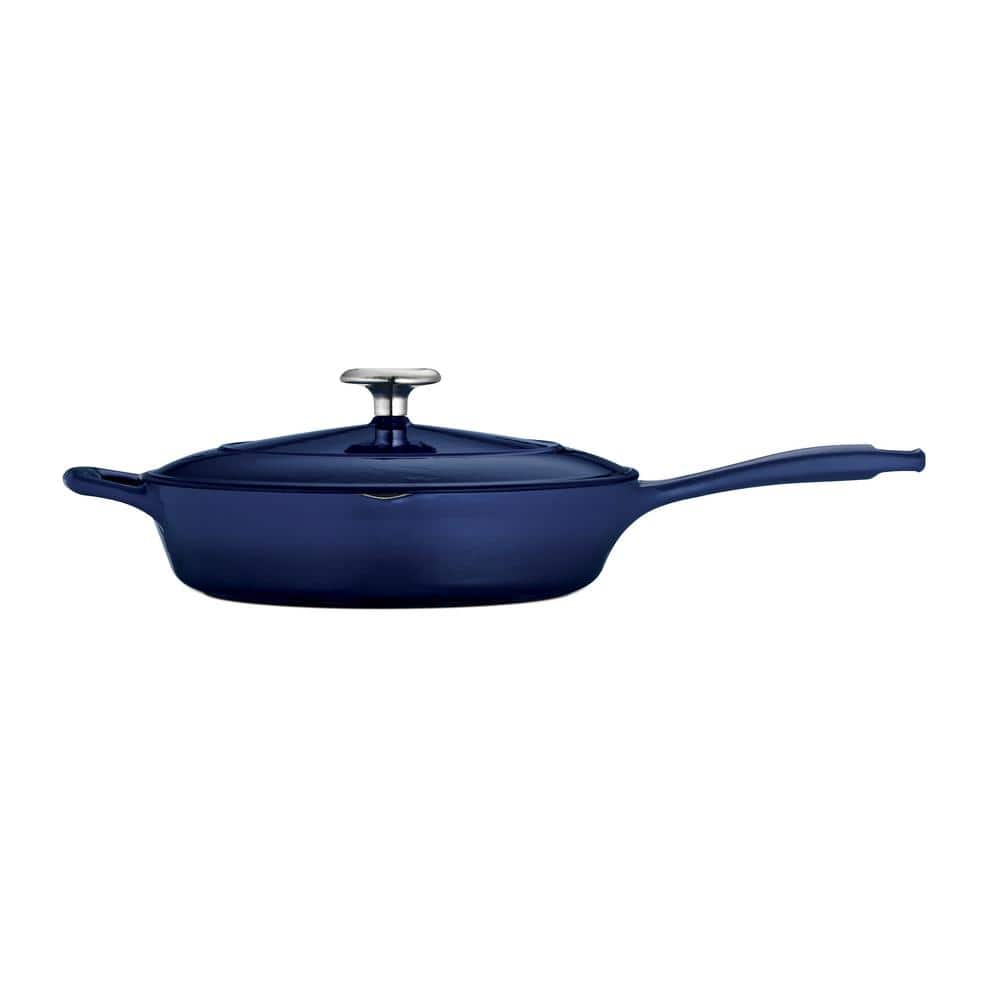Tramontina Bestow 10 In. Enameled Cast Iron Skillet In Gradated Cobalt With Lid