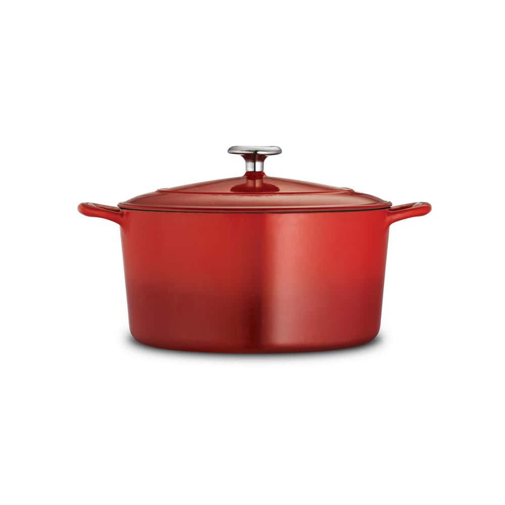 Tramontina Gourmet 6.5 Qt. Round Enameled Cast Iron Dutch Oven In Gradated Red With Lid