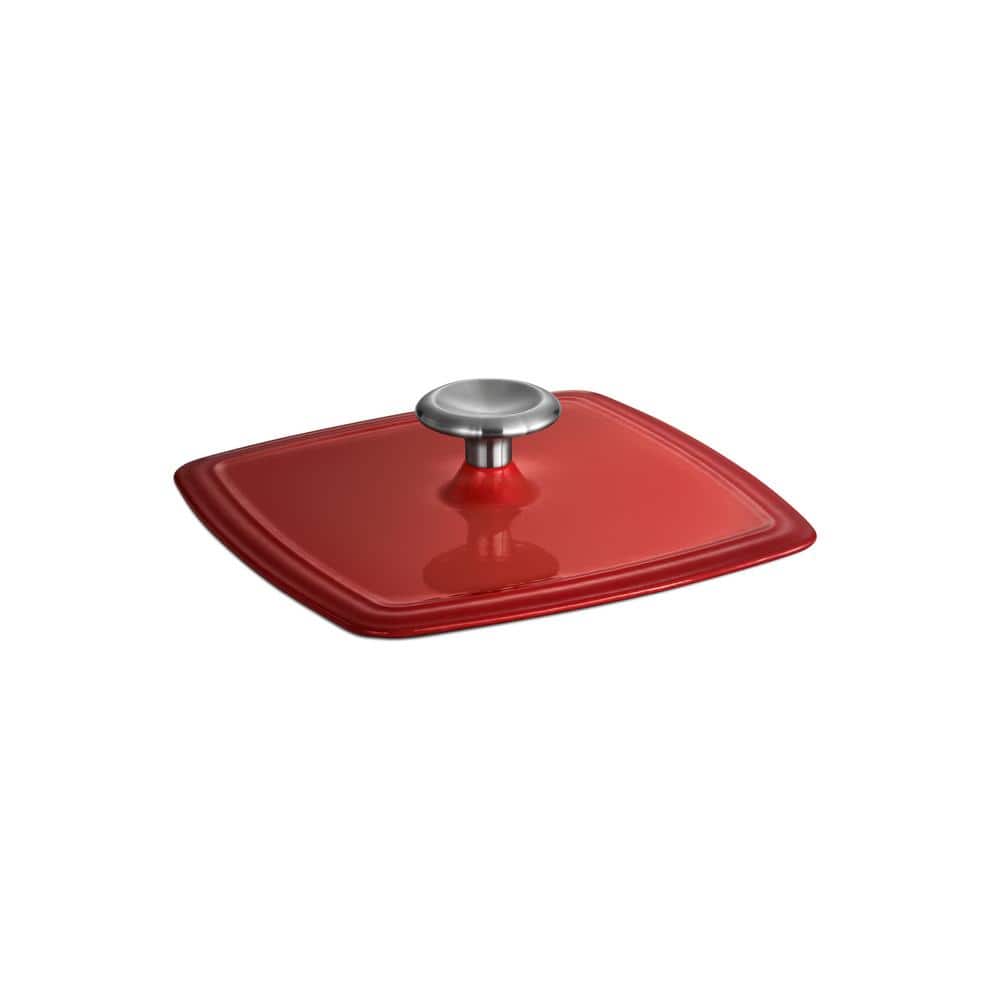 Tramontina Bestow 11.5 In. Enameled Cast Iron Grill Pan In Gradated Red With Bacon Press