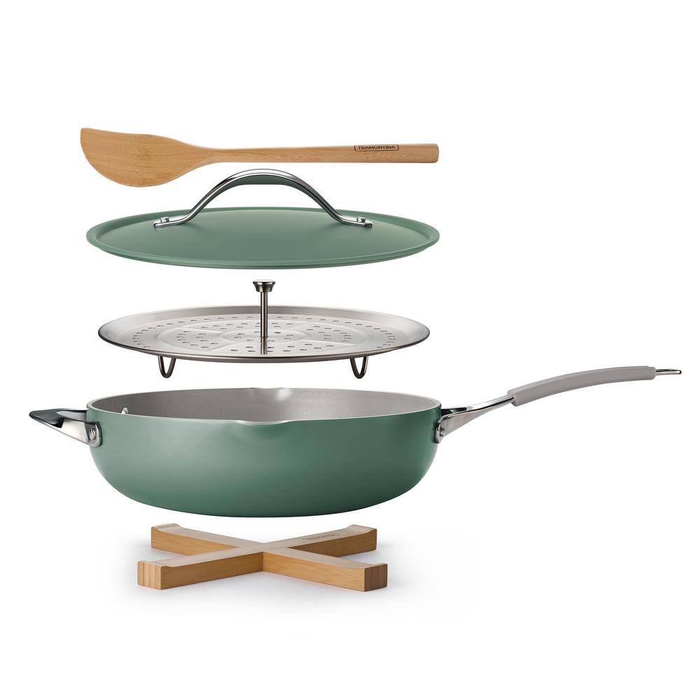 Tramontina All In One Plus Pan 5 Qt. Aluminum Ceramic Nonstick, Sea Salt