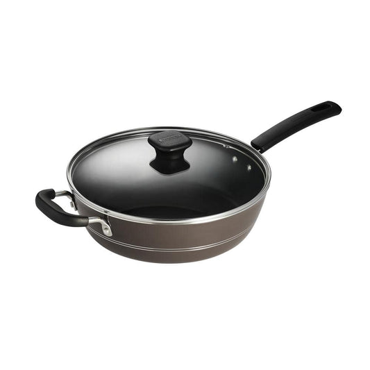 Tramontina Sicilia 4.5 Qt. Aluminum Nonstick Covered Saute Pan In Hazelnut