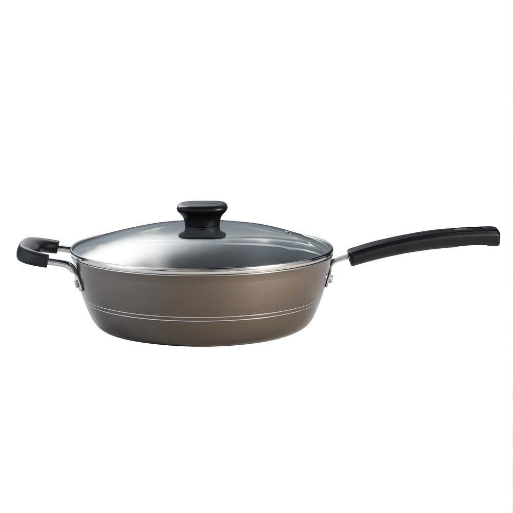 Tramontina Sicilia 4.5 Qt. Aluminum Nonstick Covered Saute Pan In Hazelnut