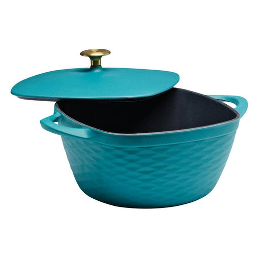 Tramontina Prisma 7 Qt. Enameled Cast Iron Covered Square Dutch Oven - Matte Teal