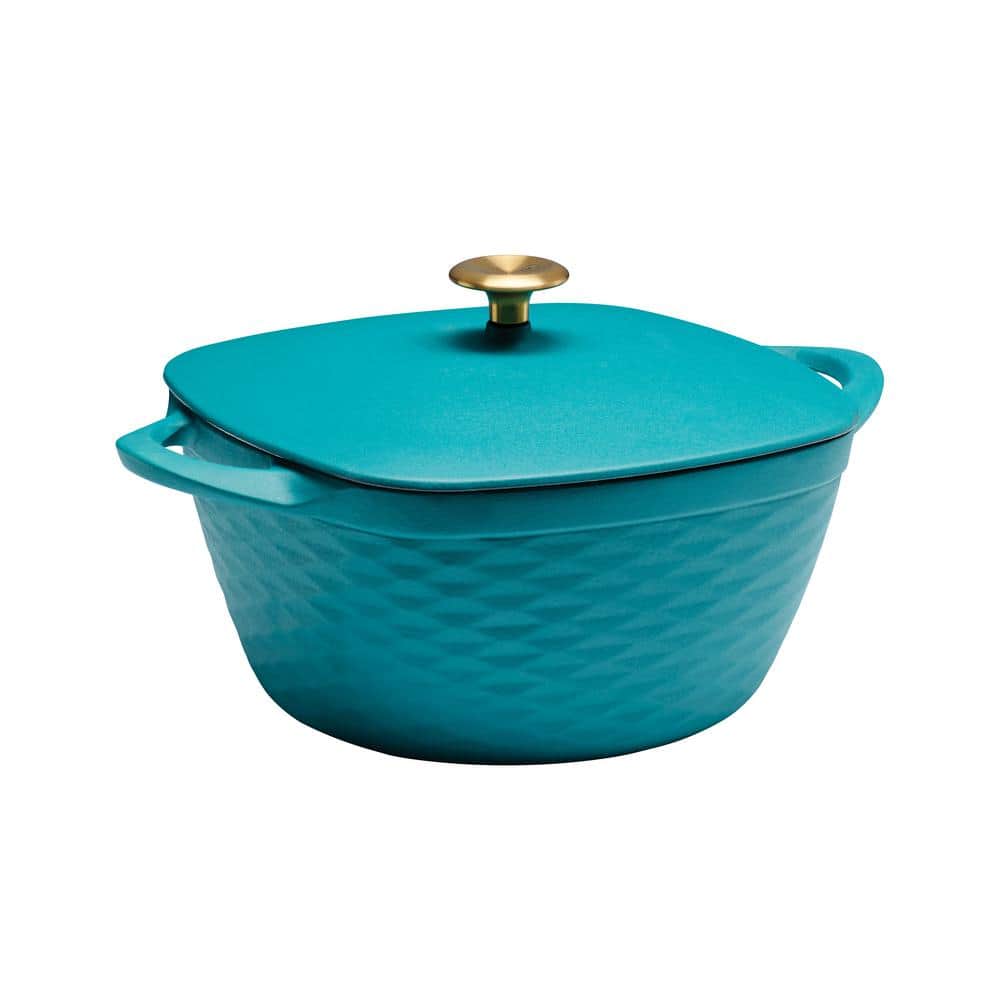 Tramontina Prisma 7 Qt. Enameled Cast Iron Covered Square Dutch Oven - Matte Teal