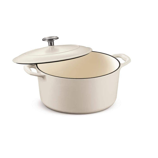 Tramontina Bestow 5.5 Qt. Round Enameled Cast Iron Dutch Oven In Matte White With Lid