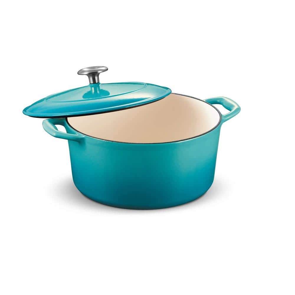 Tramontina Bestow 5.5 Qt. Round Enameled Cast Iron Dutch Oven In Medium Blue With Lid