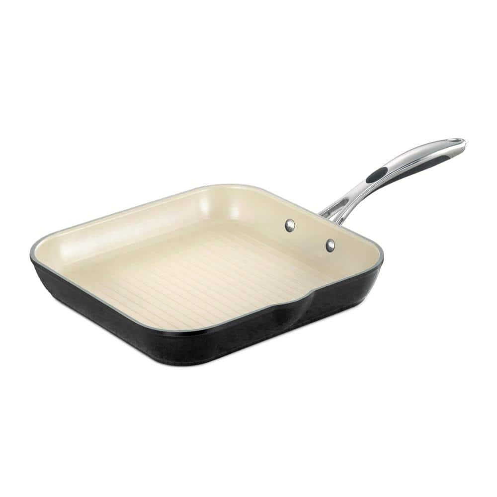 Tramontina Gourmet Ceramica Deluxe 11.7 In. Aluminum Ceramic Nonstick Grill Pan In Metallic Black