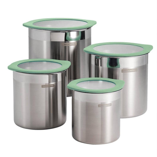 Tramontina 4 Pc Stainless Steel Canister Set - Mint Green