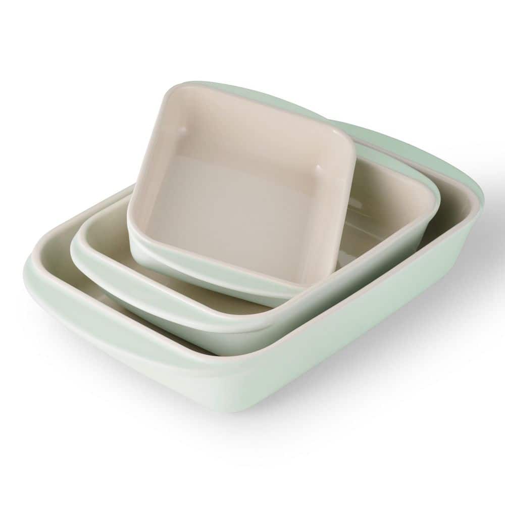 Tramontina Mae 3 Piece Ceramic Porcelain Enamel Bakeware Set-Mint