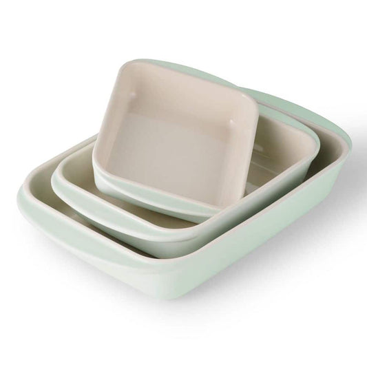 Tramontina Mae 3 Piece Ceramic Porcelain Enamel Bakeware Set-Mint