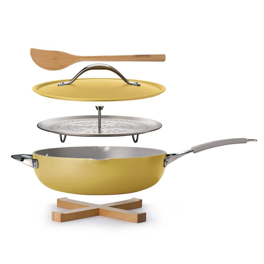 Tramontina All In One Plus Pan 5 Qt. Aluminum Ceramic Nonstick, Mustard