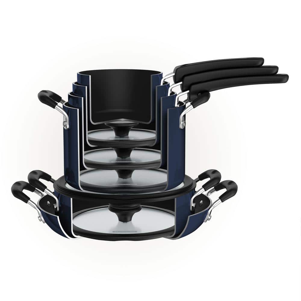 Tramontina 11-Piece Nesting Aluminum Nonstick Cookware Set In Navy