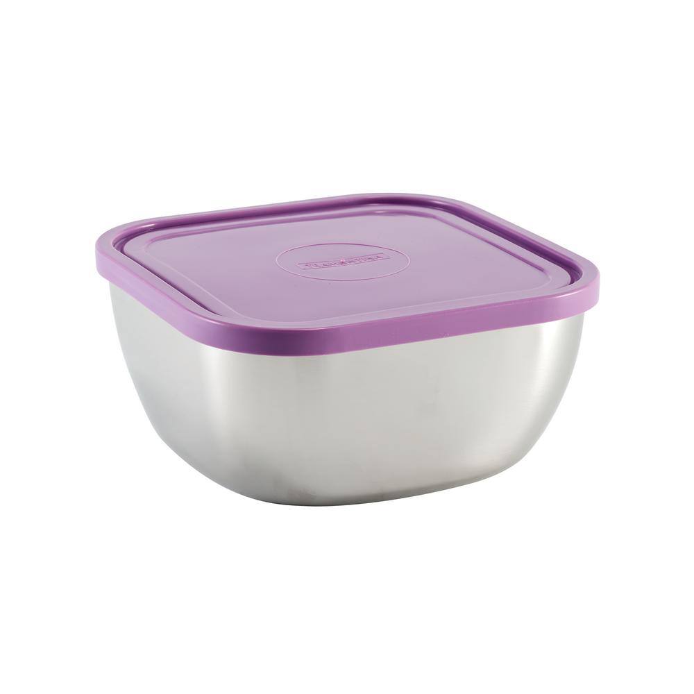 Tramontina 3 Pc Stainless Steel Covered Square Container Set - Multi Color Lids