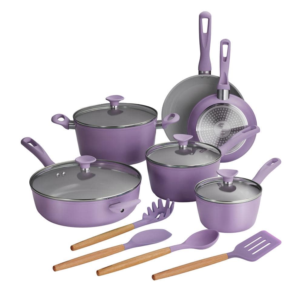 Tramontina Solara 14-Piece Aluminum Ceramic Cookware Set In Purple