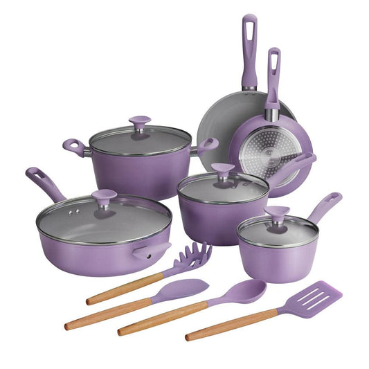 Tramontina Solara 14-Piece Aluminum Ceramic Cookware Set In Purple