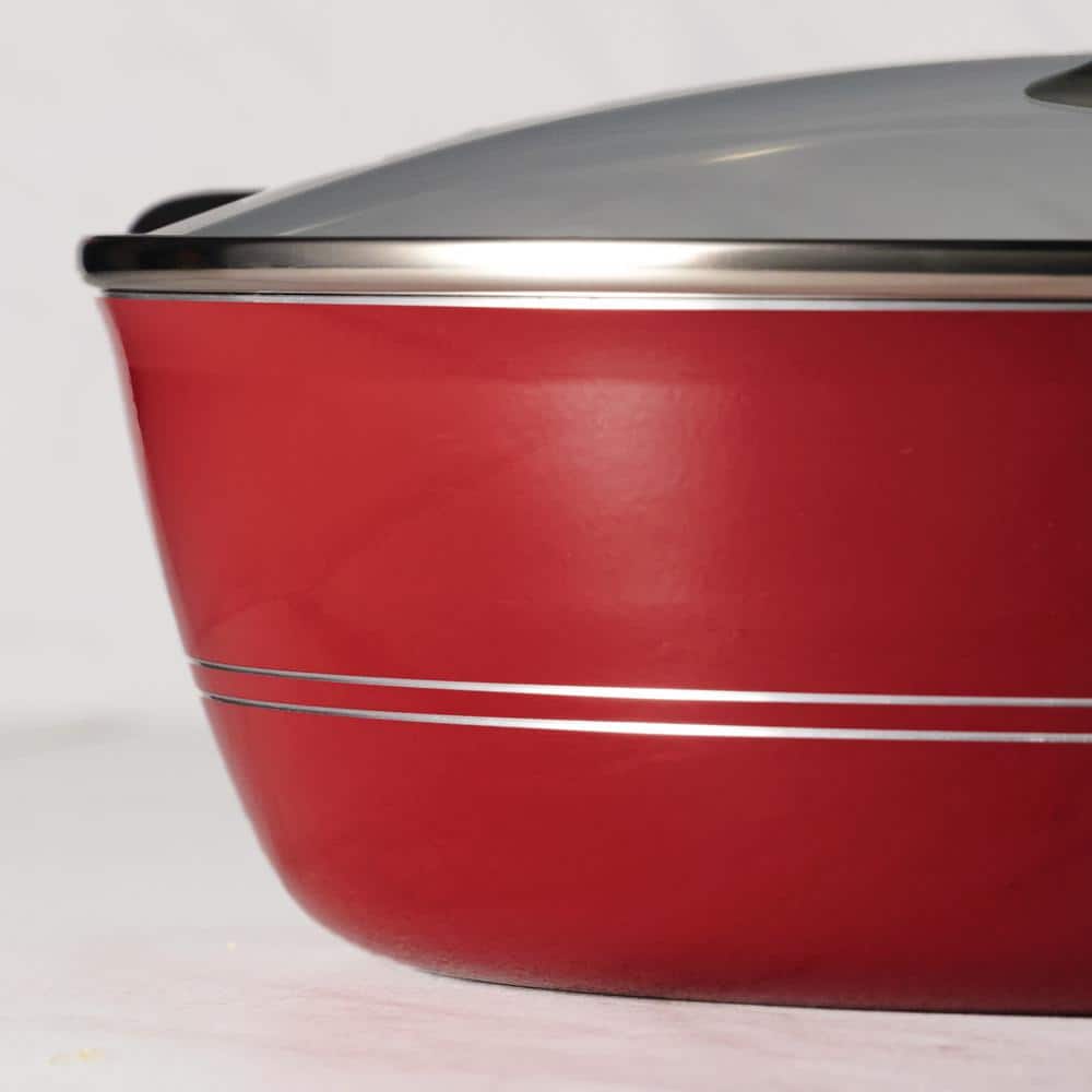 Tramontina Sicilia 4.5 Qt. Aluminum Nonstick Covered Dutch Oven In Raspberry