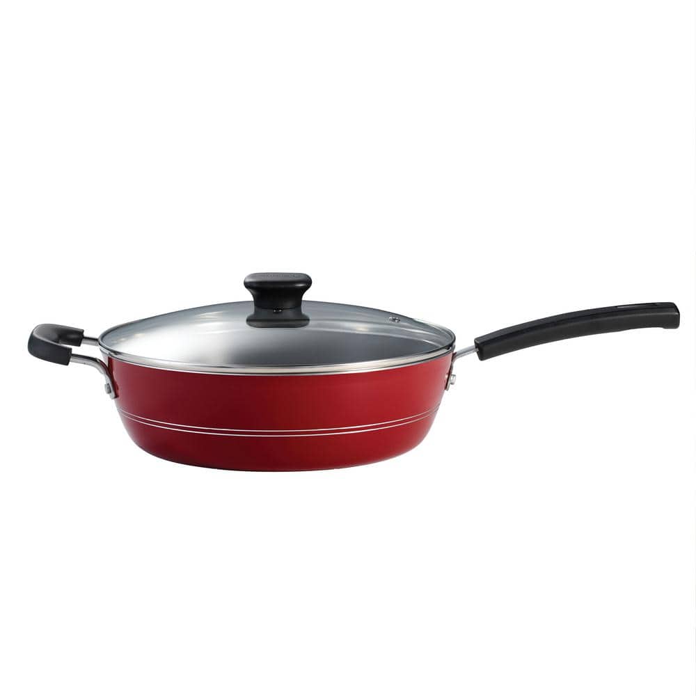 Tramontina Sicilia 4.5 Qt. Aluminum Nonstick Covered Saute Pan In Raspberry