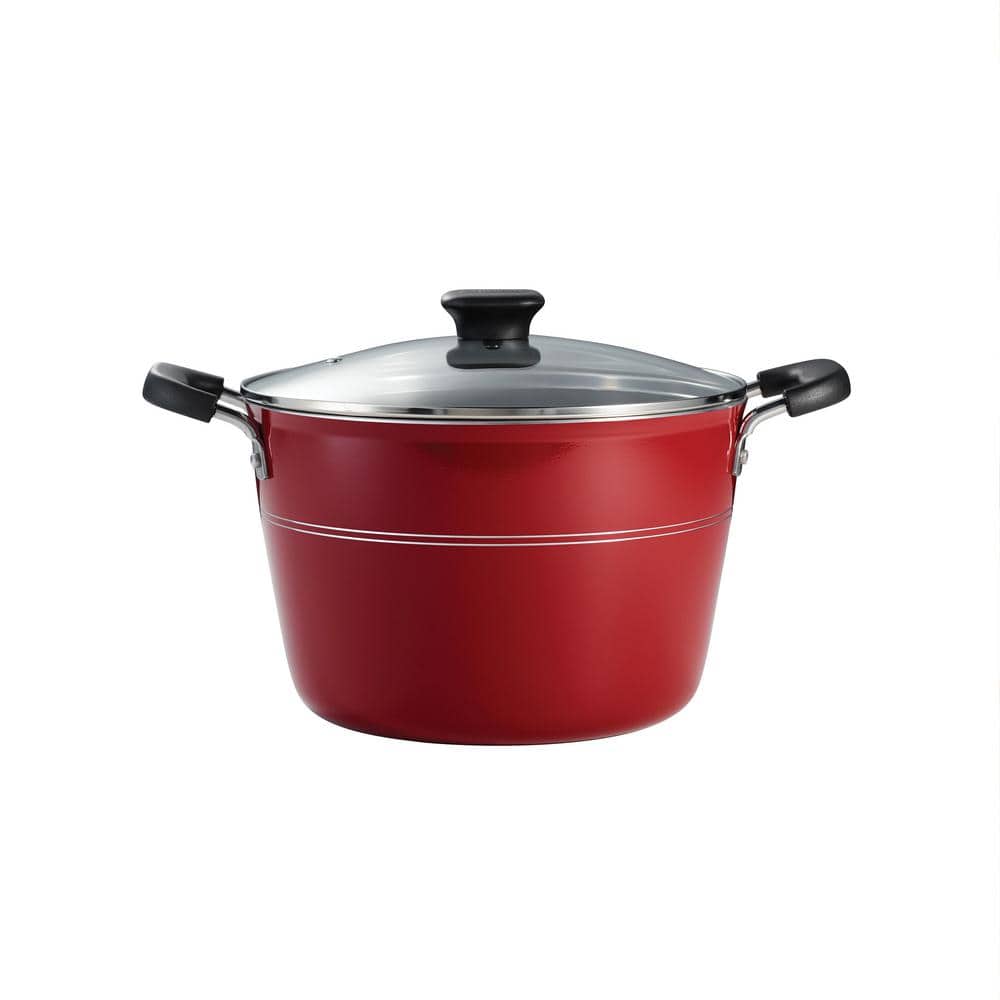 Tramontina Sicilia 8 Qt. Aluminum Nonstick Covered Stock Pot In Raspberry